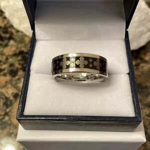 Dura Cobalt 8mm Cross Laser Designed Band. Size 10 3/4. Polished finish. 325 NWT